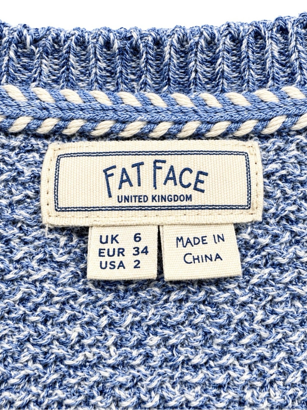 FatFace Blue Marl Knit Sweater Women’s Size 2  Cotton Blend XS - Picture 7 of 11